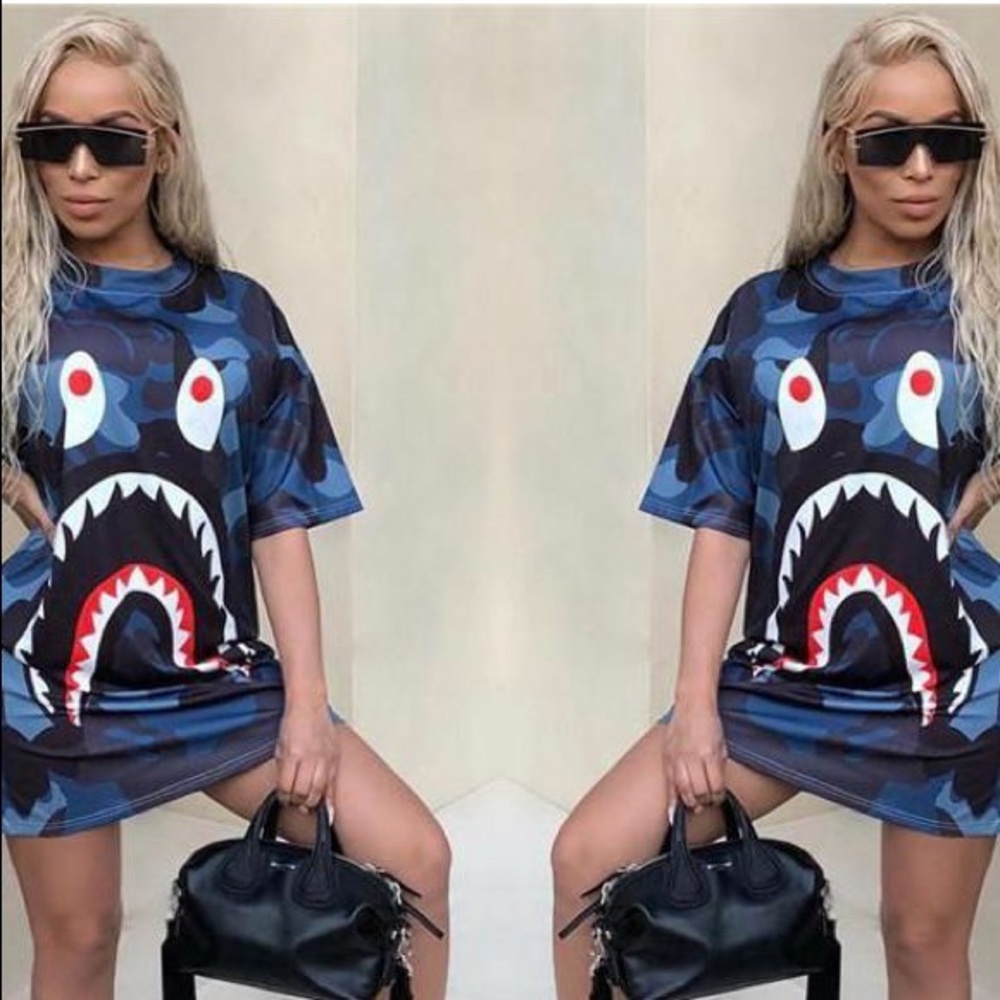 NEVER WORN Missee UK BAPE camo Shark dress